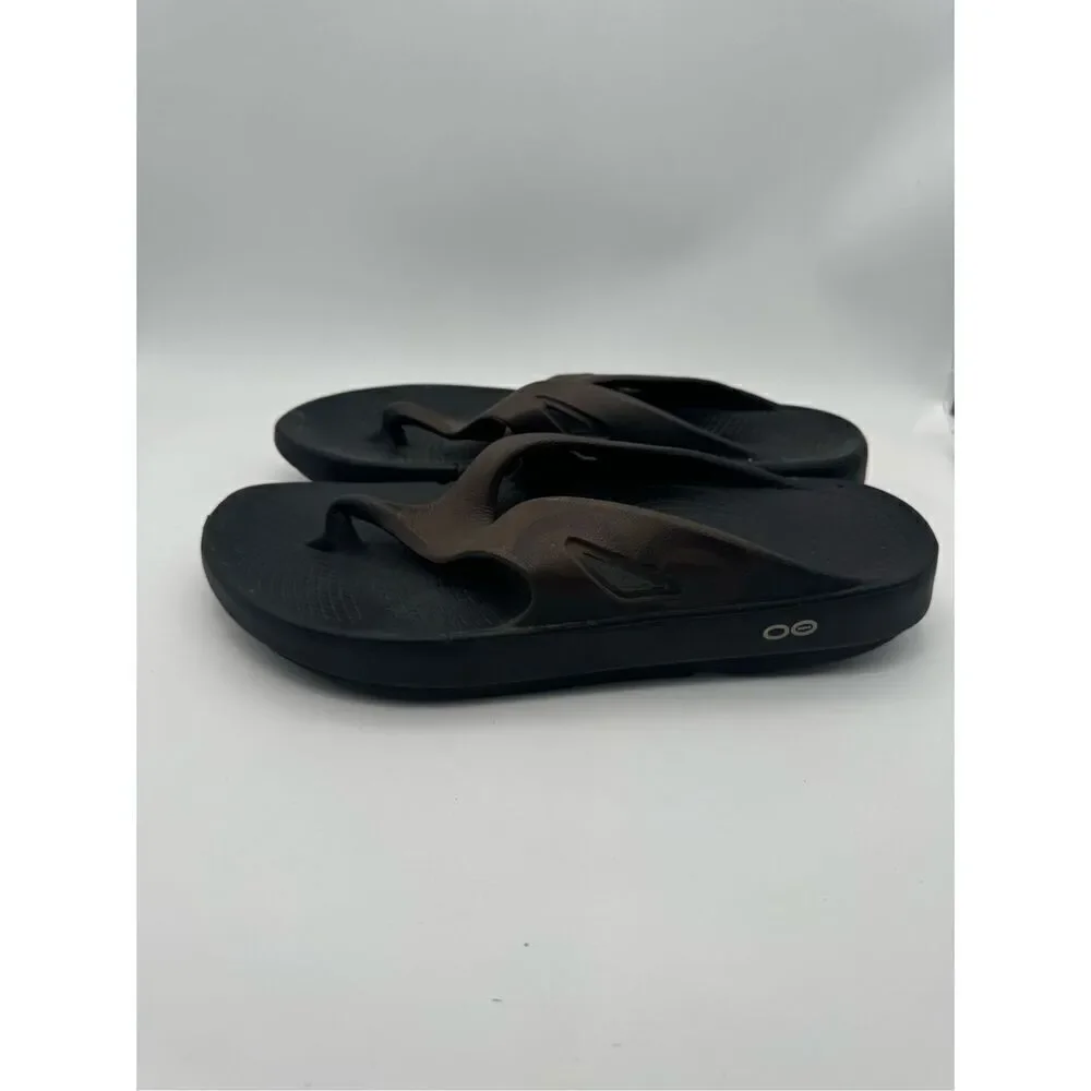 OOFOS Women's Atlantis Black/Brown OOLALA Luxe‎  Recovery Sandals-M9-W11